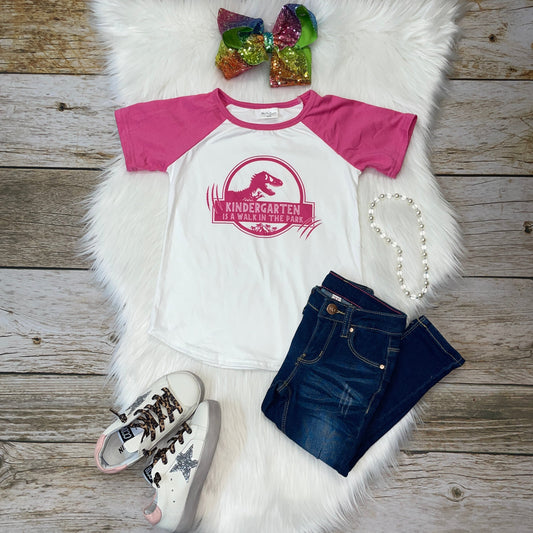 Back to School Raglan - Pink Kindergarten is a Walk in the Park