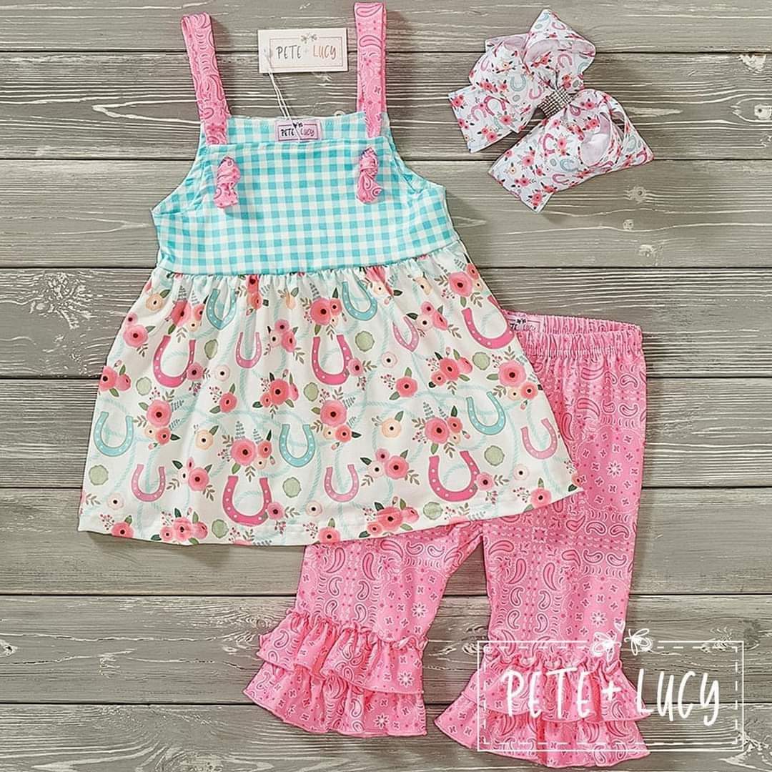 Horseshoe Floral capri set – Maddie Mae Children's Boutique