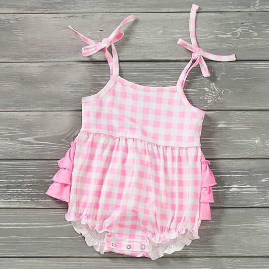 Miss Malibu pink gingham romper