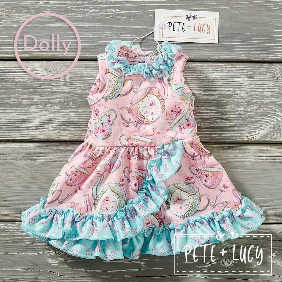 Cherry Blossom Tea Party doll dress