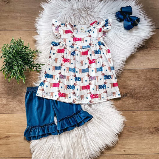 Americana Pups shorts set