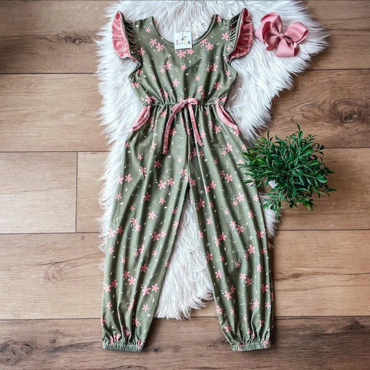 Green and Pink Floral jumpsuit